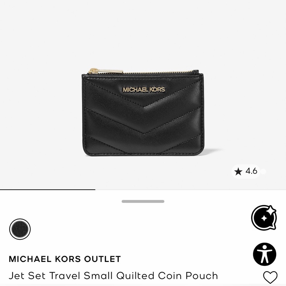 Michael Kors Black Leather Card Case with Gold Hardware